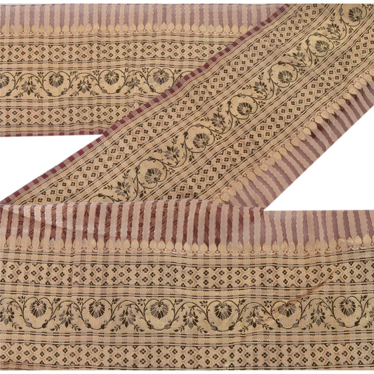 Sanskriti Vintage 1 Yd Trim Sari Border Vævet Brokade Håndværk Syning Gylden Blonde