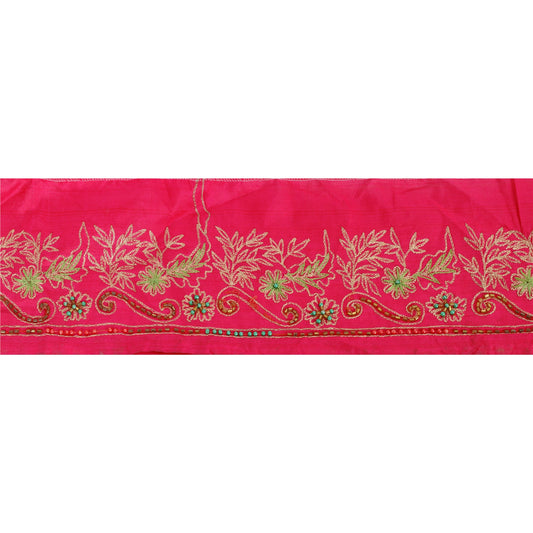 Sanskriti Vintage 1 Yd Sari Border Hand Beaded Craft Trim Dã©Cor Ribbon Pink Lace
