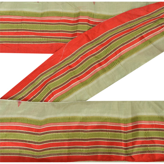 Sanskriti Vintage 1 Yd Sari Border Woven Trim Sewing Craft Green Decor Lace