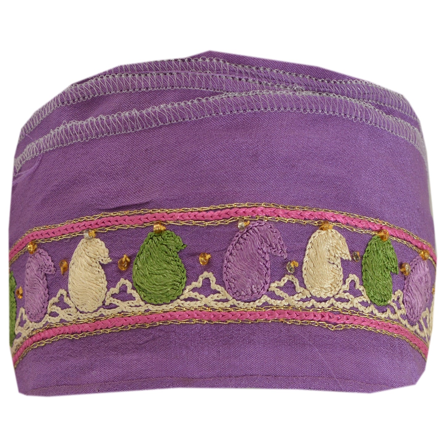 Sanskriti Vintage 1 Yd Sari Border Antique Hand Beaded Indian Trim Ribbon Purple Lace