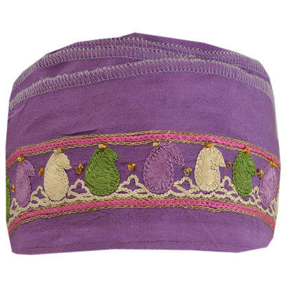 Sanskriti Vintage 1 Yd Sari Border Antique Hand Beaded Indian Trim Ribbon Purple Lace