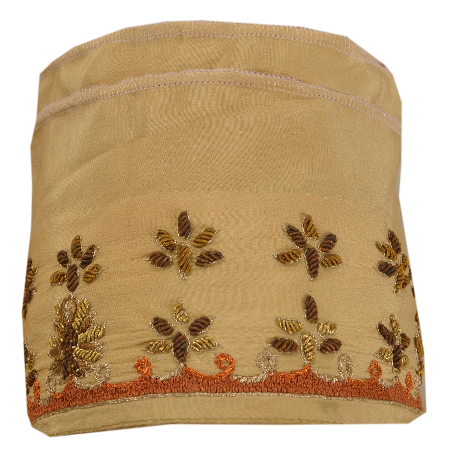 Sanskriti Vintage 1 Yd Sari Bord Håndbroderet Kant Syarbejde Cremefarvet Blonde