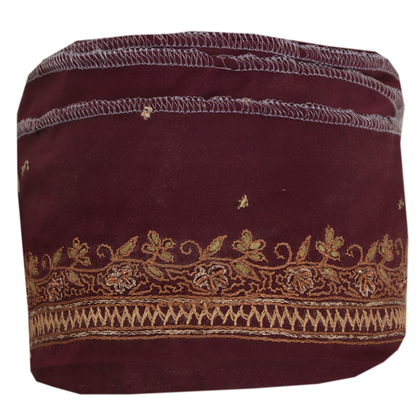 Sanskriti Vintage 1 Yd Sari Border Hand Beaded Craft Trim Ribbon Purple Lace