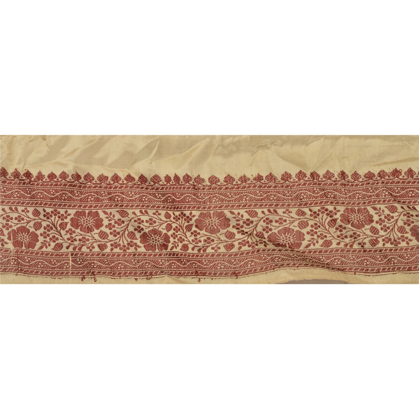 Sanskriti Vintage 1 Yd Sari Border Woven Indian Trim Sewing Cream Craft Lace