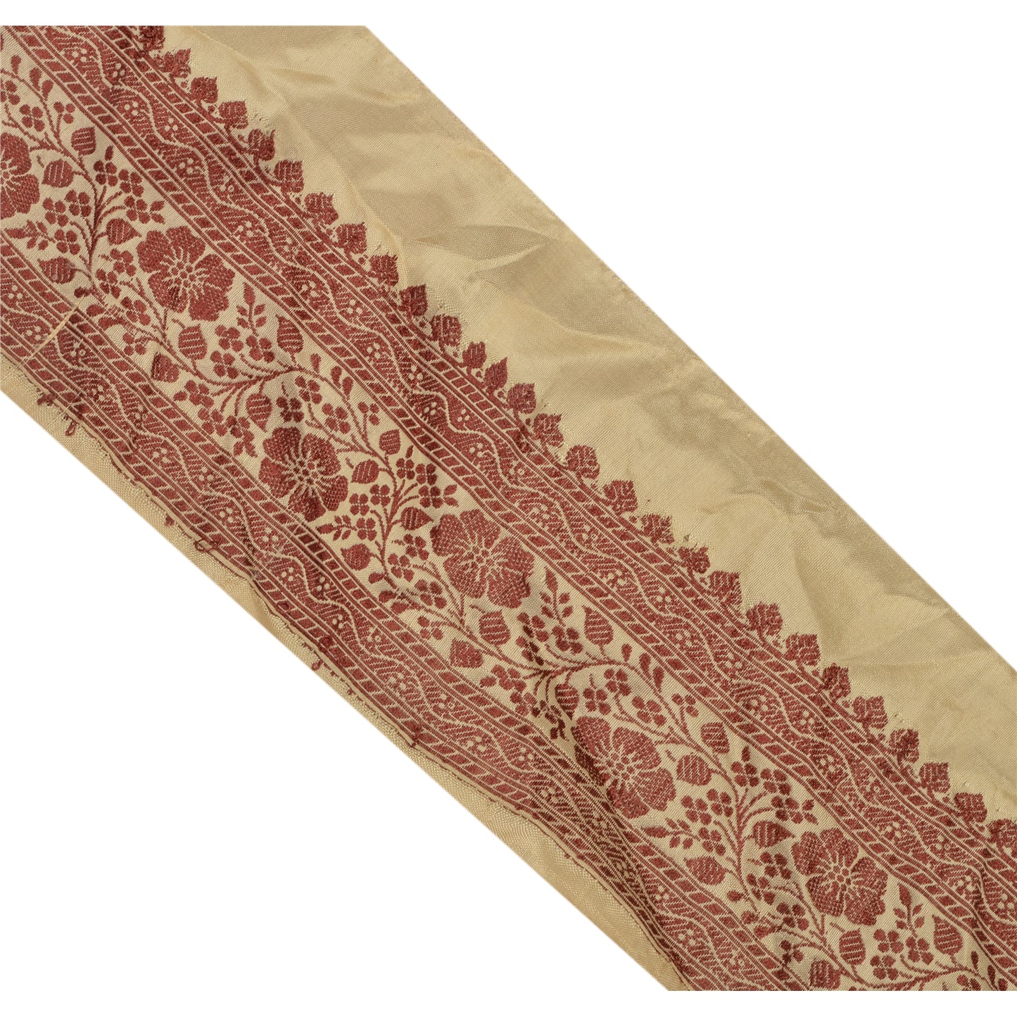 Sanskriti Vintage 1 Yd Sari Border Woven Indian Trim Sewing Cream Craft Lace