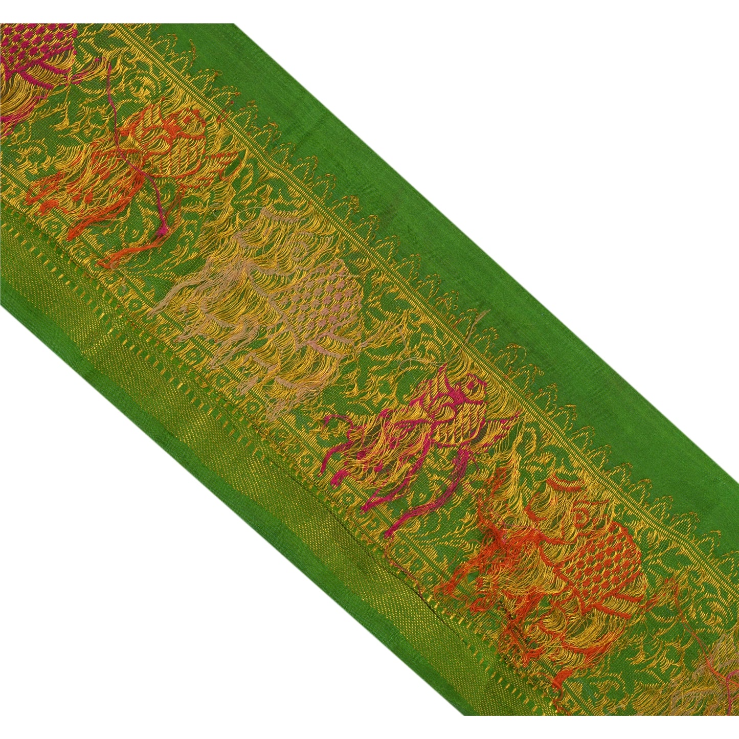 Sanskriti Vintage 1 Yd Trim Sari Border Woven Brocade Craft Sewing 4"W Lace