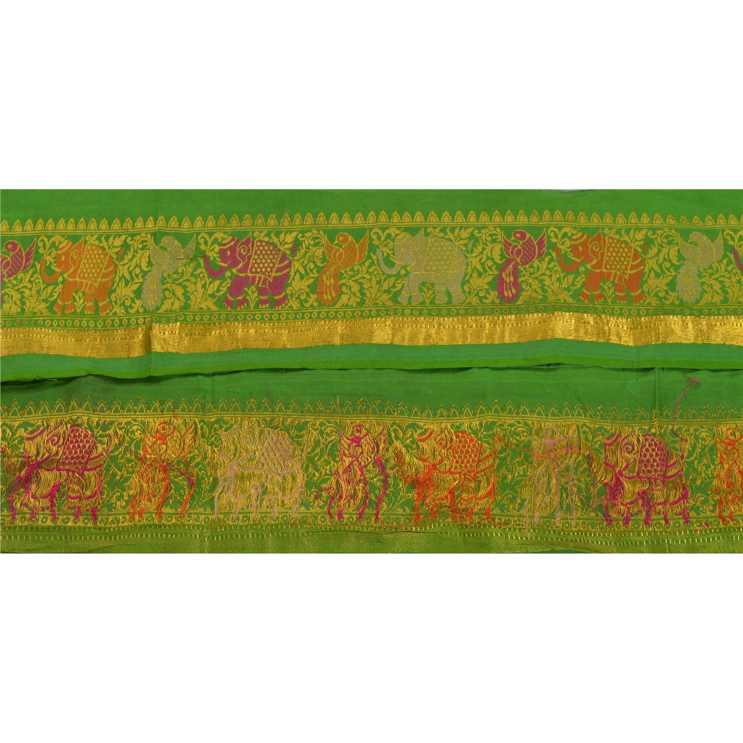 Sanskriti Vintage 1 Yd Trim Sari Border Woven Brocade Craft Sewing 4"W Lace