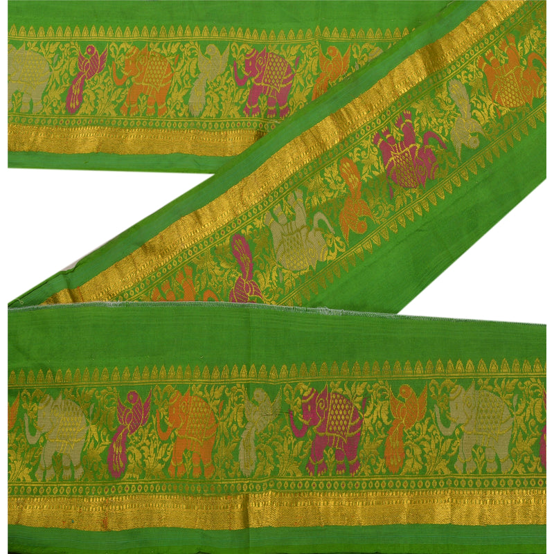Sanskriti Vintage 1 Yd Trim Sari Border Woven Brocade Craft Sewing 4"W Lace