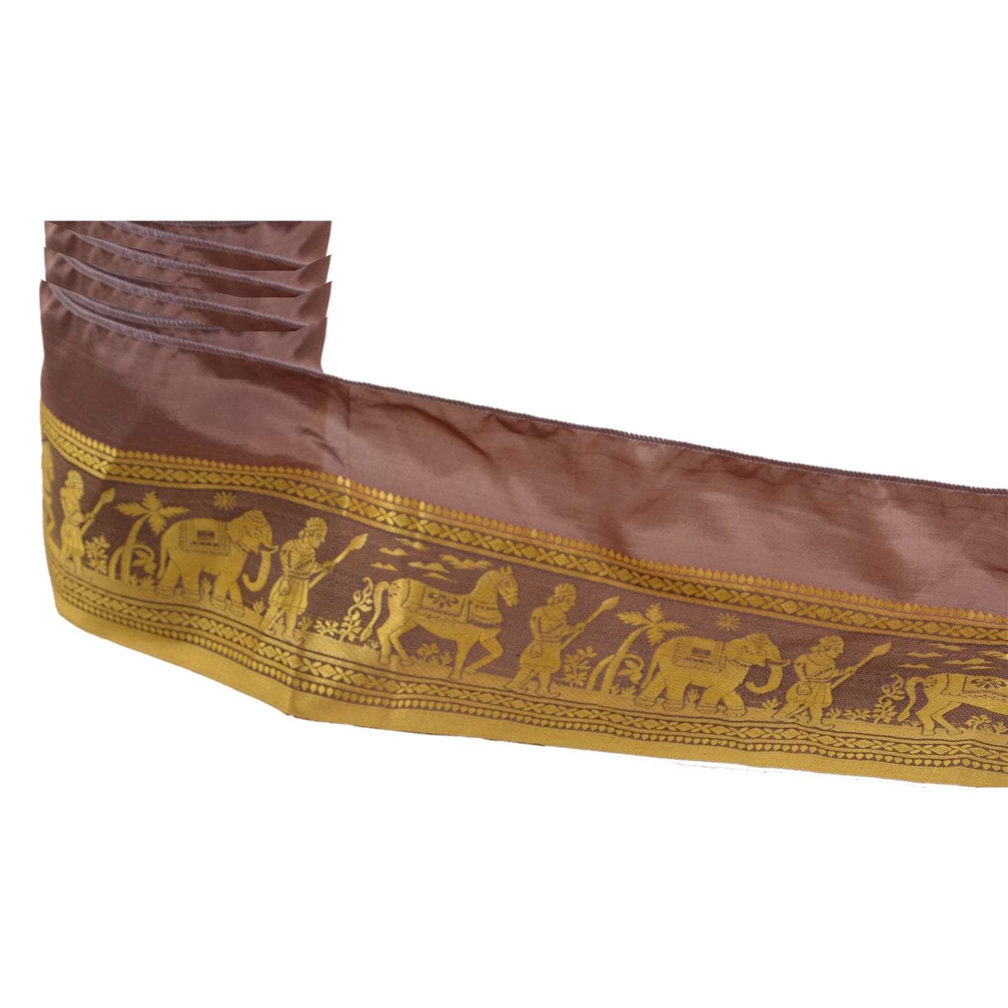 Sanskriti Vintage 1 Yd Sari Border Woven Baluchari Trim Sewing Brown Craft Lace