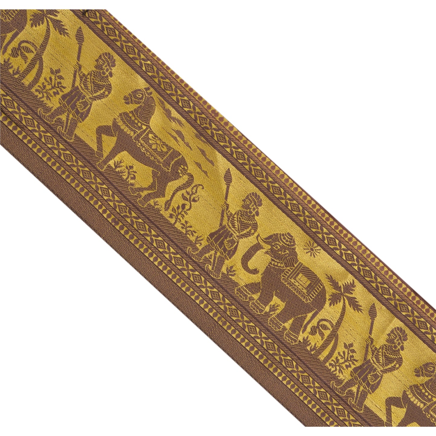 Sanskriti Vintage 1 Yd Sari Border Woven Baluchari Trim Sewing Brown Craft Lace