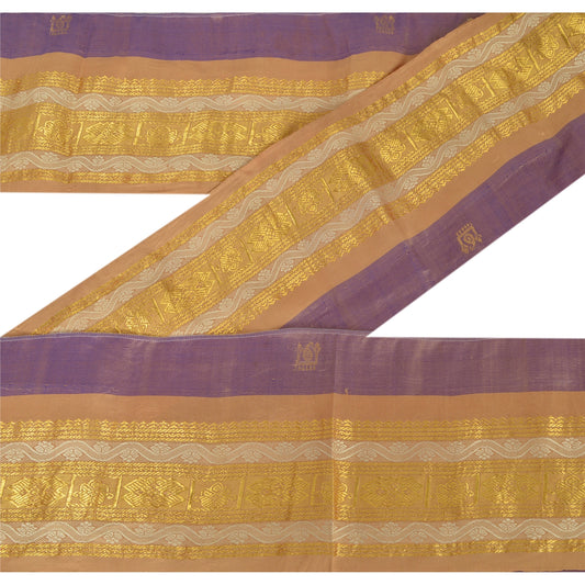 Sanskriti Vintage 1 Yd Sari Kant Vævet Syarbejde Cremefarvet Håndværk Blonde Indisk