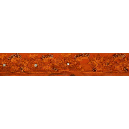 Sanskriti Vintage 1 Yd Sari Border Hand Beaded Craft Trim Ribbon Orange Lace