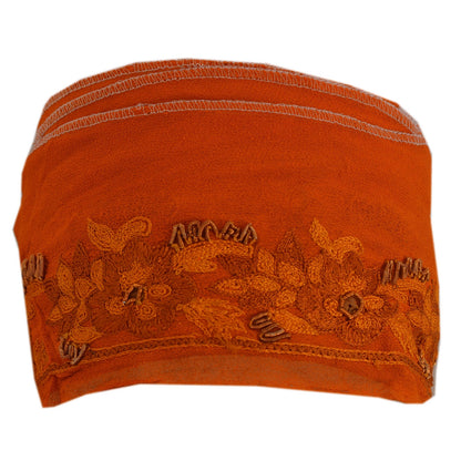 Sanskriti Vintage 1 Yd Sari Border Hand Beaded Craft Trim Ribbon Orange Lace