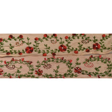 Load image into Gallery viewer, Sanskriti Vintage 5 YD Sari Border Hand Beaded Craft Trim Sewing Cream Lace
