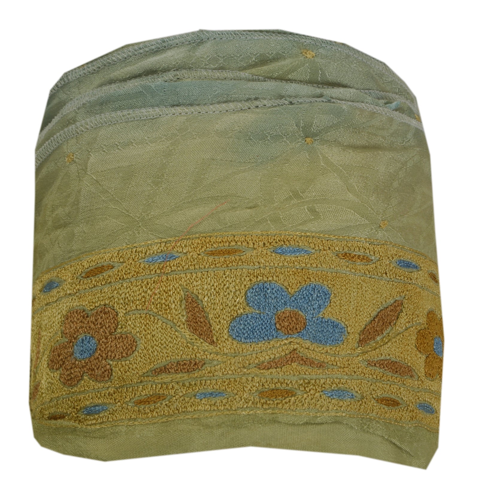 Sanskriti Vintage 1 Yd Sari Border Hand Embroidered Trim Sewing Craft Green Lace