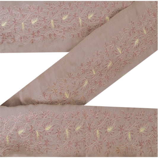 Sanskriti Vintage 1 Yd Sari Trim Border Hand Embroidered Craft Purple Decor Lace