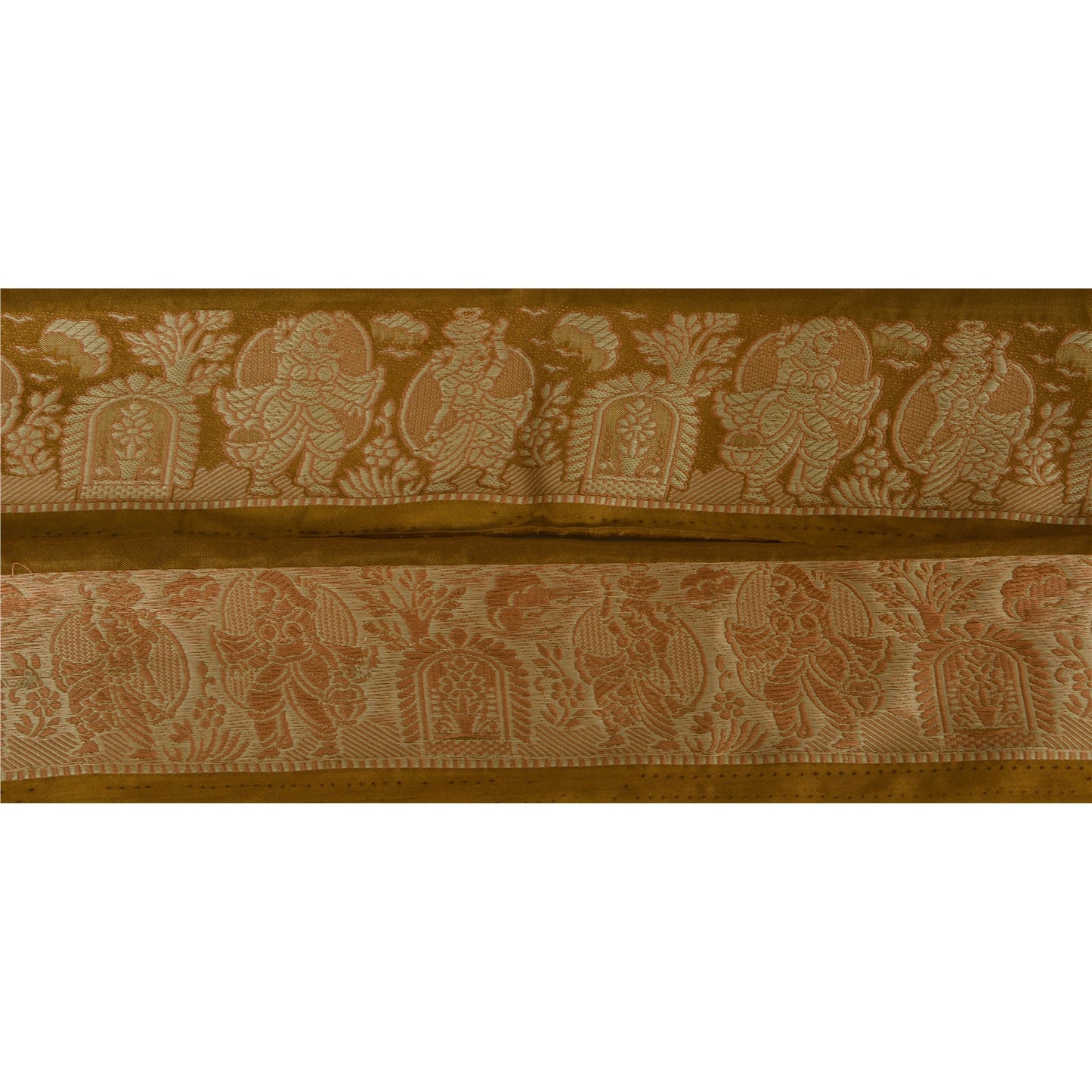 Sanskriti Vintage 1 Yd Sari Border Woven Trim Sewing Green Craft Floral Lace