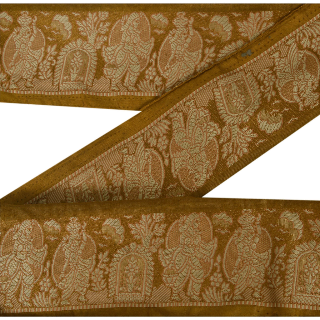 Sanskriti Vintage 1 Yd Sari Border Woven Trim Sewing Green Craft Floral Lace