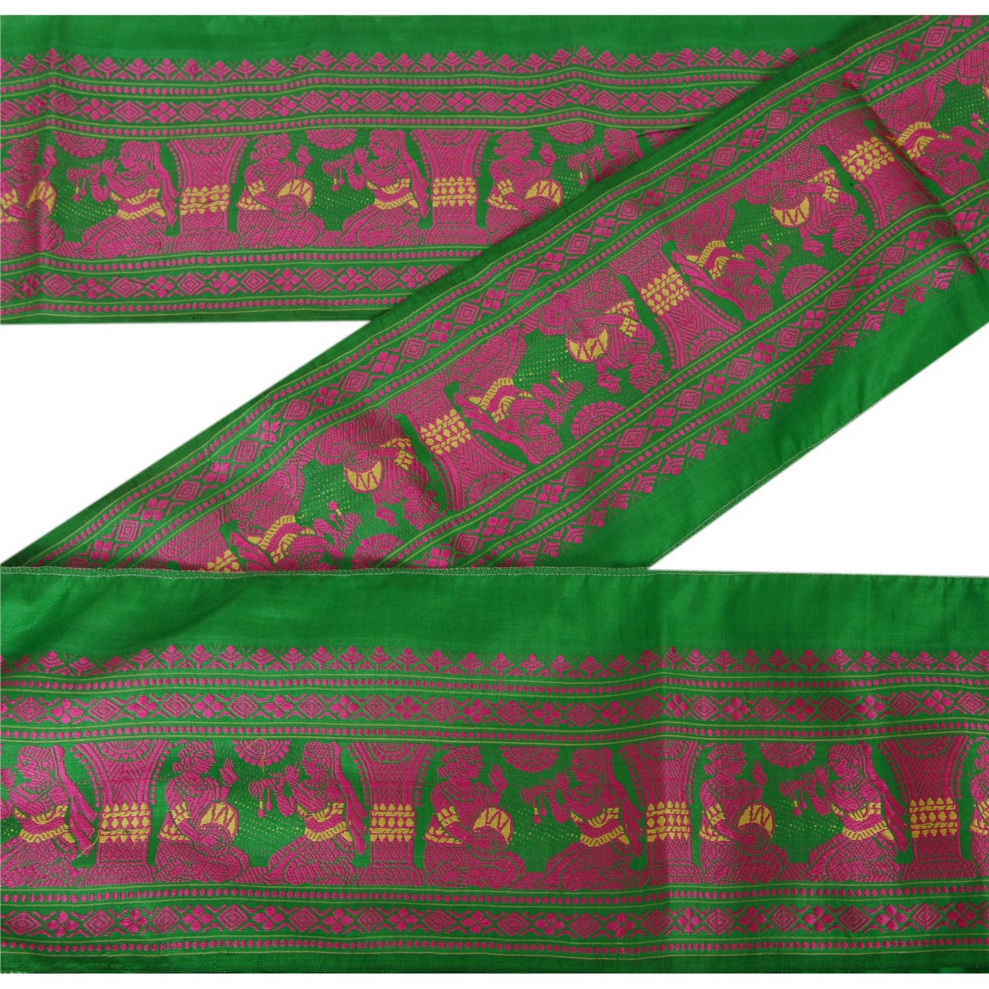 Винтажное санскритское сари 1 ярд с каймой, тканое белучари с отделкой для рукоделия, кружево 4 дюйма W