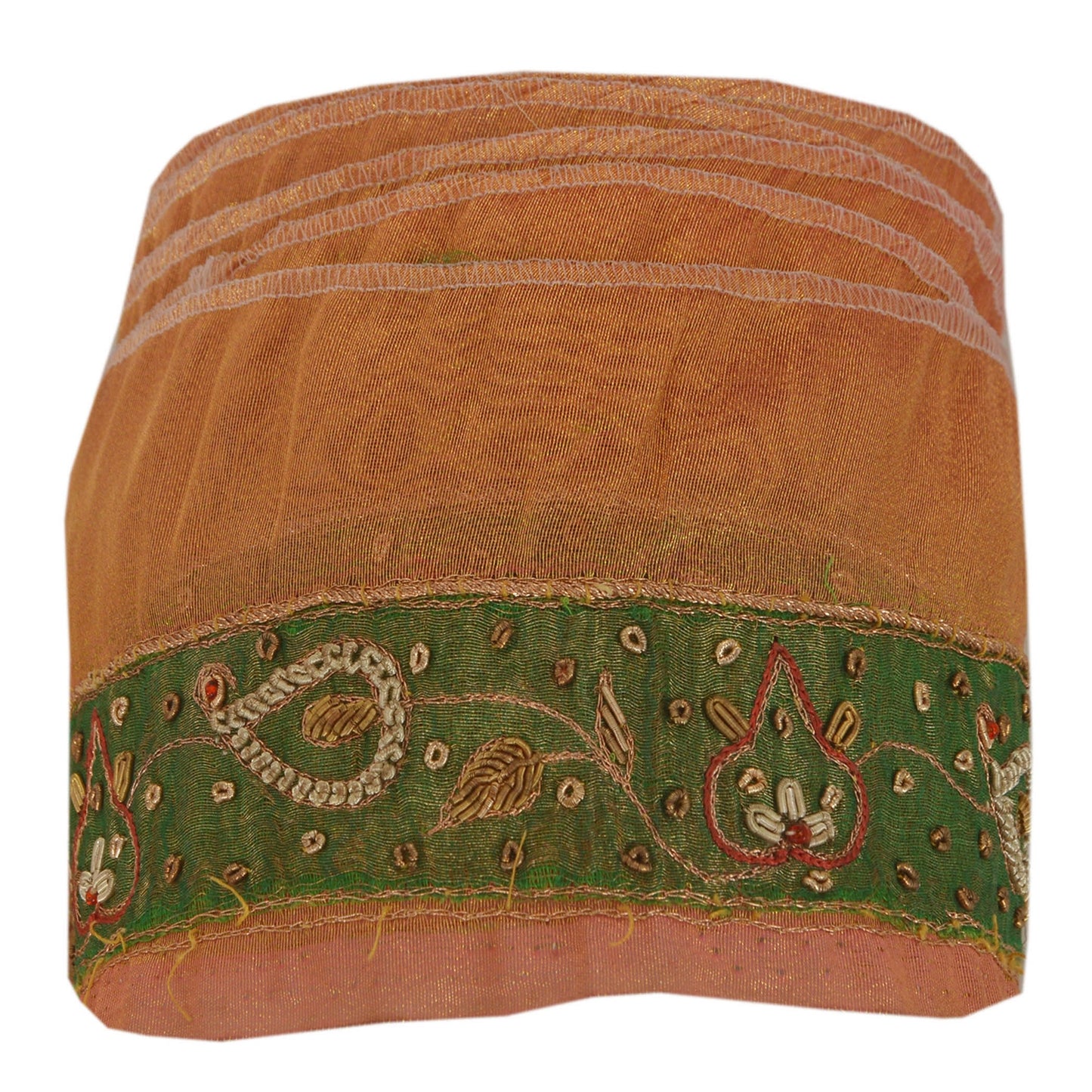 Sanskriti Vintage 1 Yd Sari Håndbroderet Bånd med Gylden Blonde