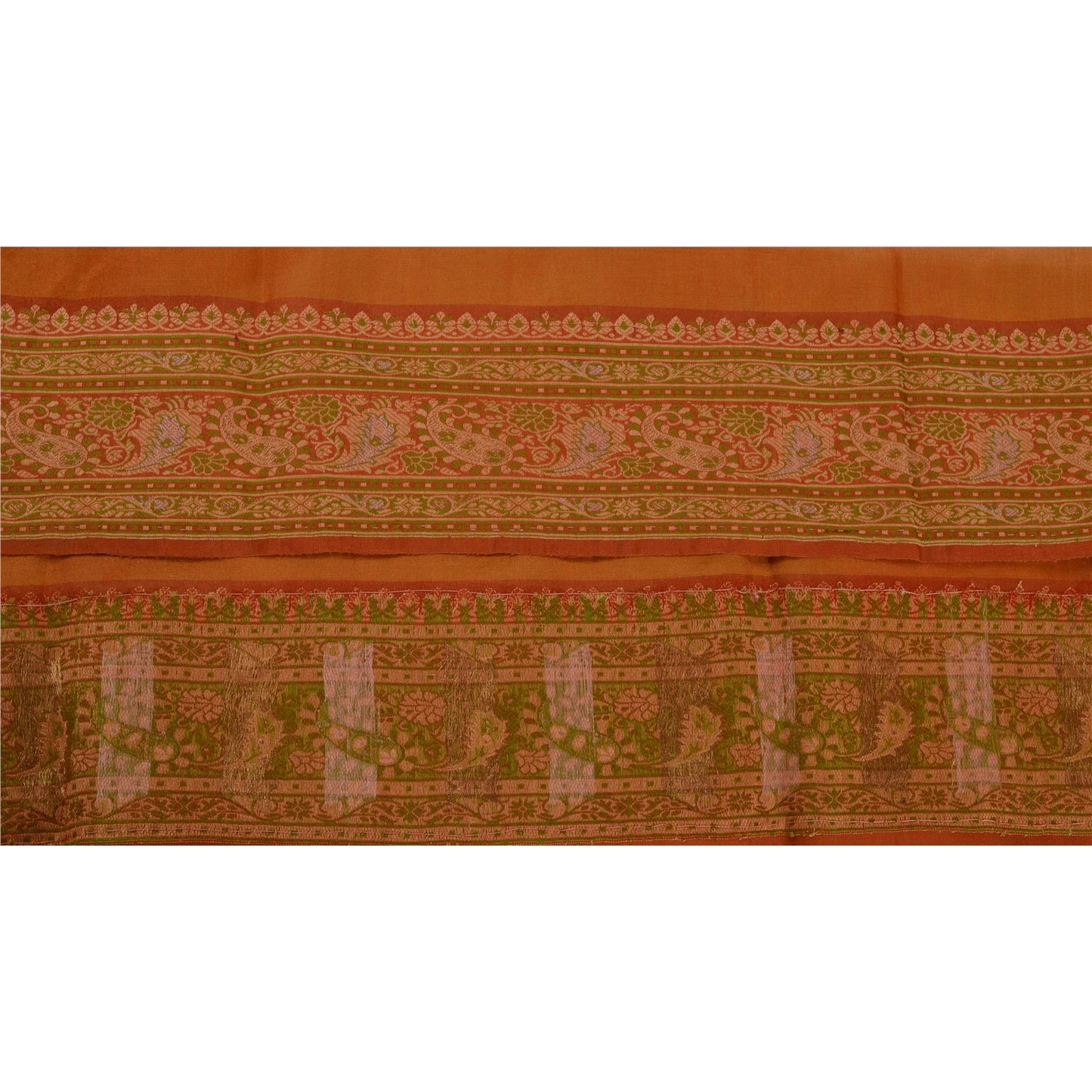 Sanskriti Vintage 1 Yd Sari Border Woven Indian Trim Sewing Orange Craft Lace