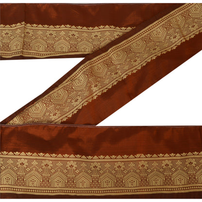 Sanskriti Vintage 1 Yd Sari Craft Border Woven Indian Trim Sewing Orange Lace