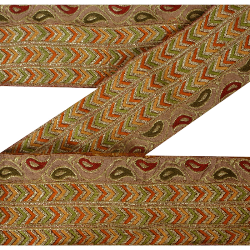 Sanskriti Vintage 1 Yd Woven Sari Border Sewing Craft Decor Floral Trim Lace
