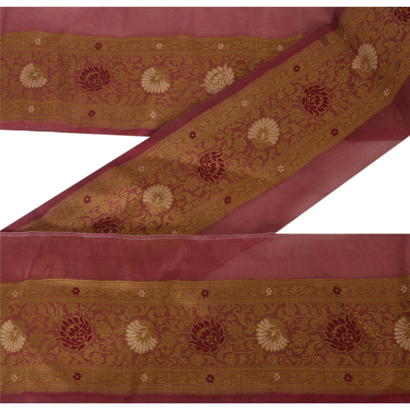 Sanskriti Vintage 1 Yd Sari Kant Vævet Indisk Kant Syning Pink Håndværk Deko Blonde