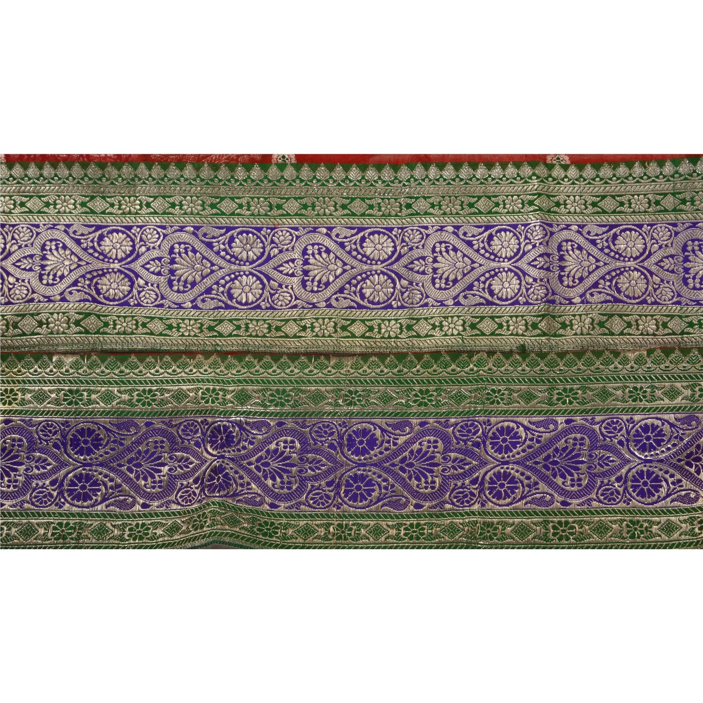 Санскрити Винтаж 1 ярд отделка красный сари кайма тканая парча рукоделие шитье зари кружево