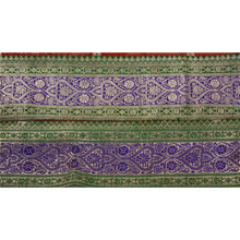 Load image into Gallery viewer, Sanskriti Vintage 4 YD Trim Red Sari Border Woven Brocade Craft Sewing Zari Lace
