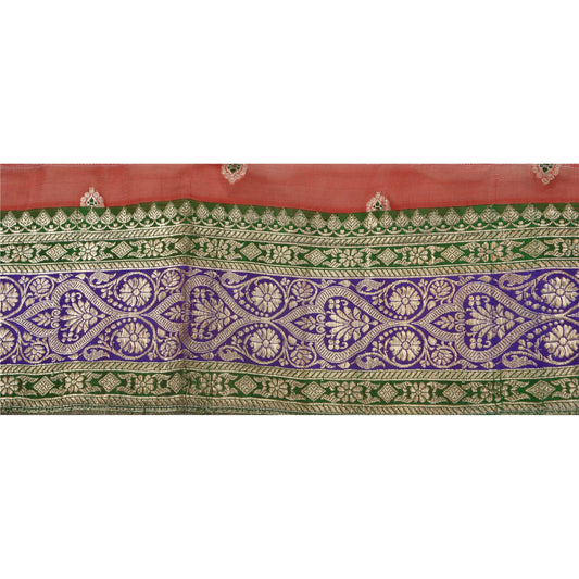 Sanskriti Vintage 1 Yd Trim Red Sari Border Woven Brocade Craft Sewing Zari Lace