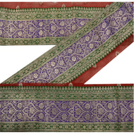 Sanskriti Vintage 4 YD Trim Red Sari Border Woven Brocade Craft Sewing Zari Lace