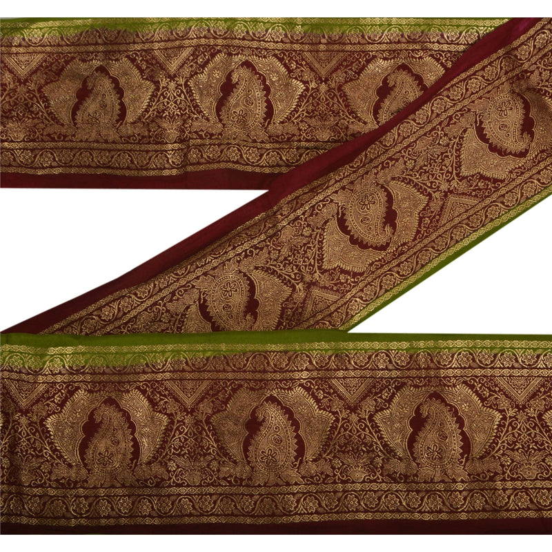 Sanskriti Vintage 1 Yd Trim Sari Border Woven Brocade Craft Sewing 2.7"W Lace