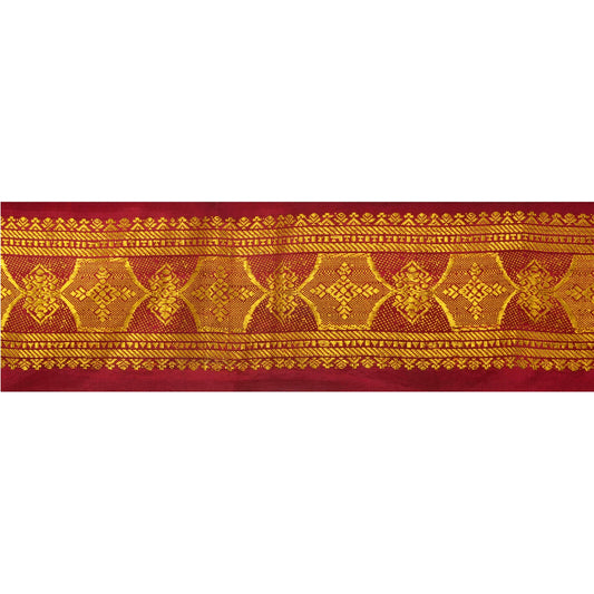 Sanskriti Vintage 1 Yd Trim Sari Border Woven Brocade Craft Sewing Pink Lace