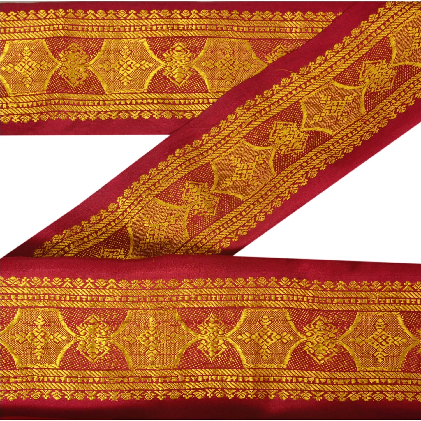 Sanskriti Vintage 1 Yd Trim Sari Border Woven Brocade Craft Sewing Pink Lace