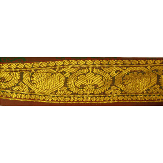 Sanskriti Vintage 1 Yd Trim Sari Border Woven Brocade Craft Sewing Brown 2"W Lace