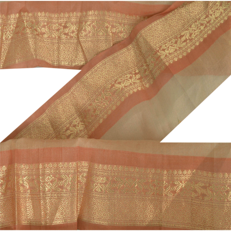 Sanskriti Vintage 1 Yd Indian Sari Border Woven Trim Sewing Peach Craft Lace