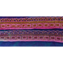 Load image into Gallery viewer, Sanskriti Vintage Blue Sari Border Hand Beaded 5 YD Craft Trim Sewing Lace
