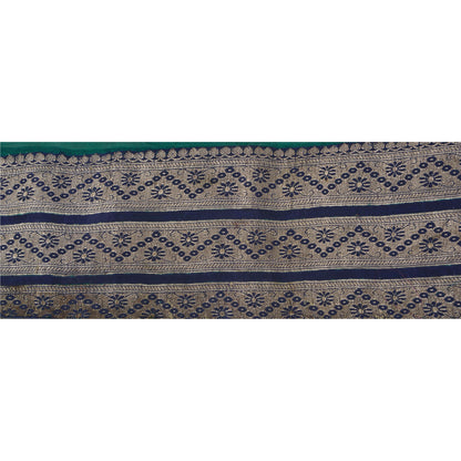 Sanskriti Vintage 1 Yd Trim Sari Craft Border Woven Brocade Blue 5"W Sewing Lace