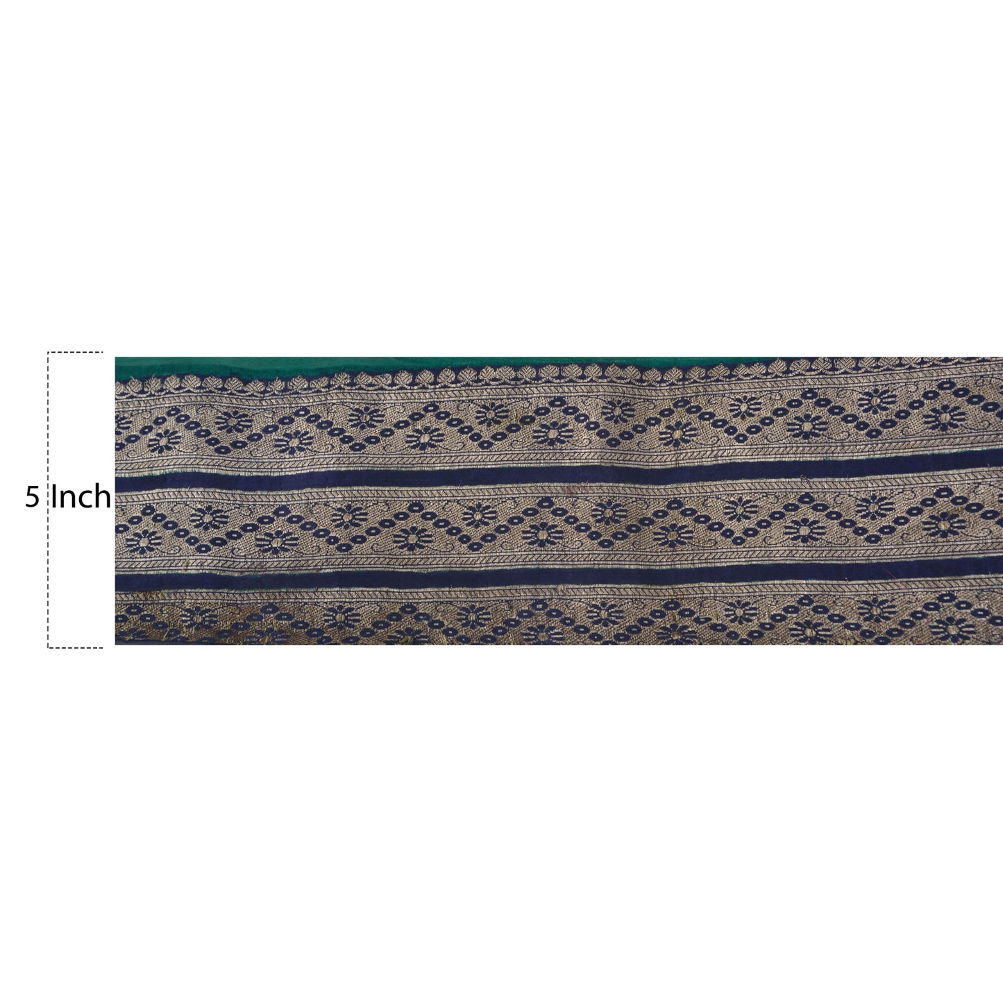 Sanskriti Vintage 1 Yd Trim Sari Craft Border Woven Brocade Blue 5"W Sewing Lace