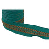 Sanskriti Vintage 1 Yd Sari Border Hand Embroidered Ribbon Green Craft Lace