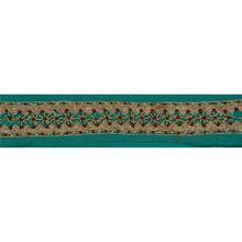 Load image into Gallery viewer, Sanskriti Vintage 5 YD Sari Border Hand Embroidered Ribbon Green Craft Lace
