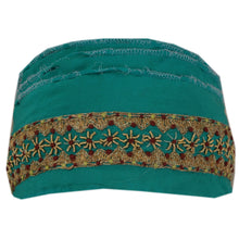 Load image into Gallery viewer, Sanskriti Vintage 5 YD Sari Border Hand Embroidered Ribbon Green Craft Lace
