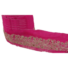 Load image into Gallery viewer, Sanskriti Vintage 6 YD Sari Border Hand Beaded Trim Sewing Pink Zardozi Lace

