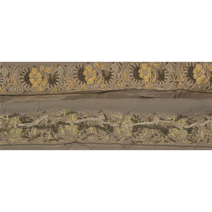 Sanskriti Vintage 1 Yd Sari Border Hand Embroidered Ribbon Grey Craft Lace