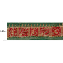 Load image into Gallery viewer, Sanskriti Vintage 5 YD Sari Border Hand Beaded Trim Sewing Green Craft Lace
