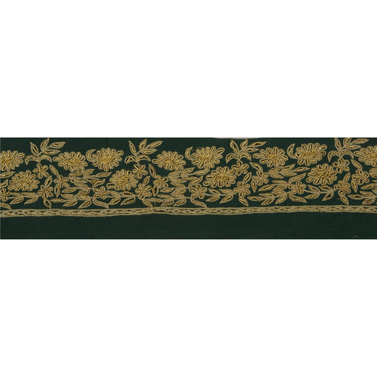 Санскрити Винтаж 1 ярд сари кайма вышитая вручную лента зеленое кружево ручной работы