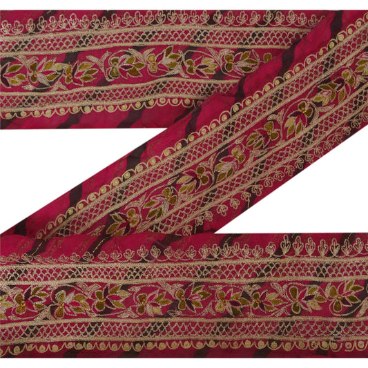 Санскрити Винтаж 1 ярд Лехерия Сари Кайма вышитая вручную шитье ремесло кружево