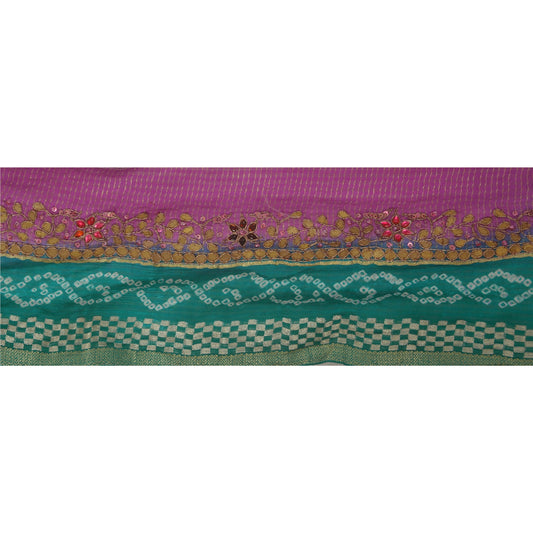 Санскритское винтажное сари Бандхани 1 ярд с каймой, вышитое вручную бисером, ремесленное кружево