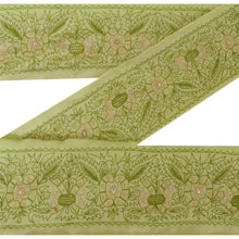 Load image into Gallery viewer, Sanskriti Vintage 5 YD Sari Border Hand Beaded Trim Sewing Green Zardozi Lace
